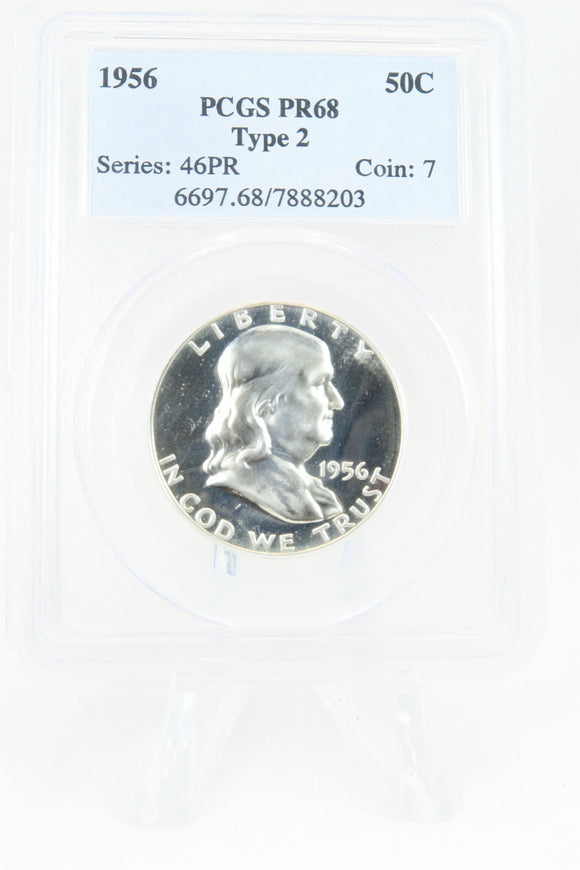 1956-P PCGS PR68 Type 2 Franklin Half Dollar Proof 50C