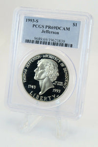 1993-S PCGS PR69DCAM Jefferson $1 Modern Commemorative Silver Proof