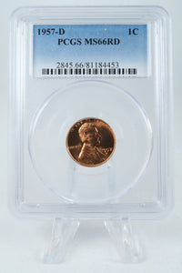 1957-D PCGS MS66RD Lincoln Wheat Cent Business Strike 1C