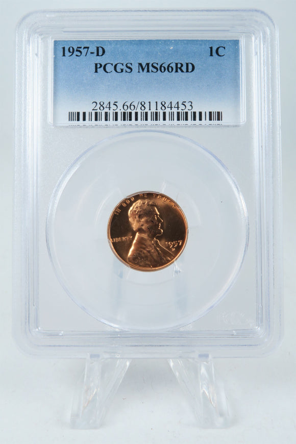 1957-D PCGS MS66RD Lincoln Wheat Cent Business Strike 1C