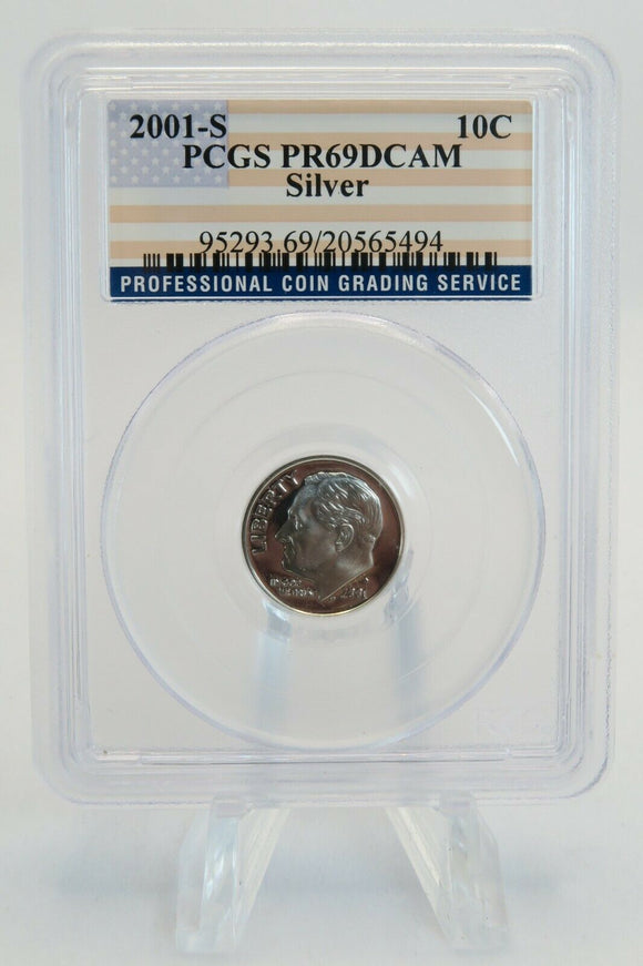 2001-S PCGS PR69DCAM Roosevelt Dime Silver Proof 10C