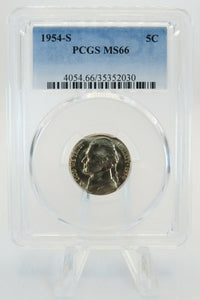 1954-S PCGS MS66 Jefferson Nickel Business Strike 5C