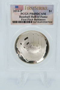 2014-P PCGS PR69DCAM Baseball Hall of Fame Commemorative Silver Proof $1