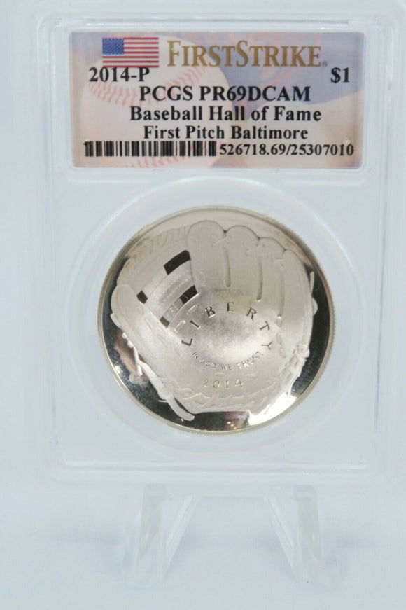 2014-P PCGS PR69DCAM Baseball Hall of Fame Commemorative Silver Proof $1