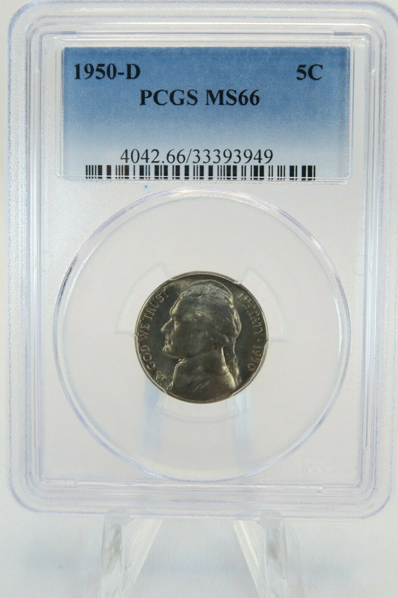 1950-D PCGS MS66 Jefferson Nickel Business Strike 5C