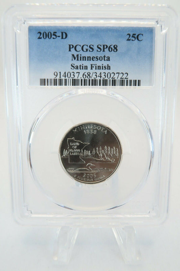 2005-D PCGS SP68 Minnesota State Quarter Satin Finish 25C