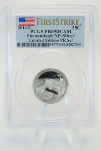 2014-S PCGS PR69DCAM Silver Shenandoah National Park NP Quarter Proof 25C