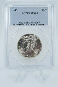 1945-P PCGS MS65 Walking Liberty Half Dollar Business Strike Walker Silver 50C